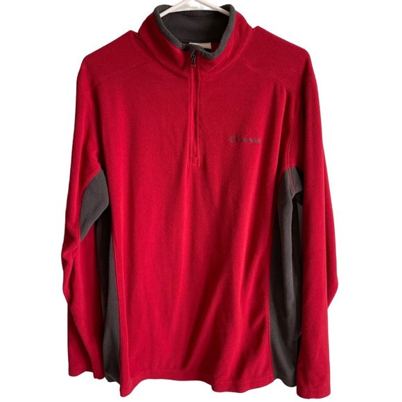 Columbia Other - Columbia Mens Red/Gray 1/4 Zip Pullover Fleece Sweatshirt Medium